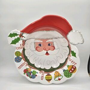 Ullaman Vintage Santa Serving Bowl Platter Made In The‎ USA Christmas Holiday